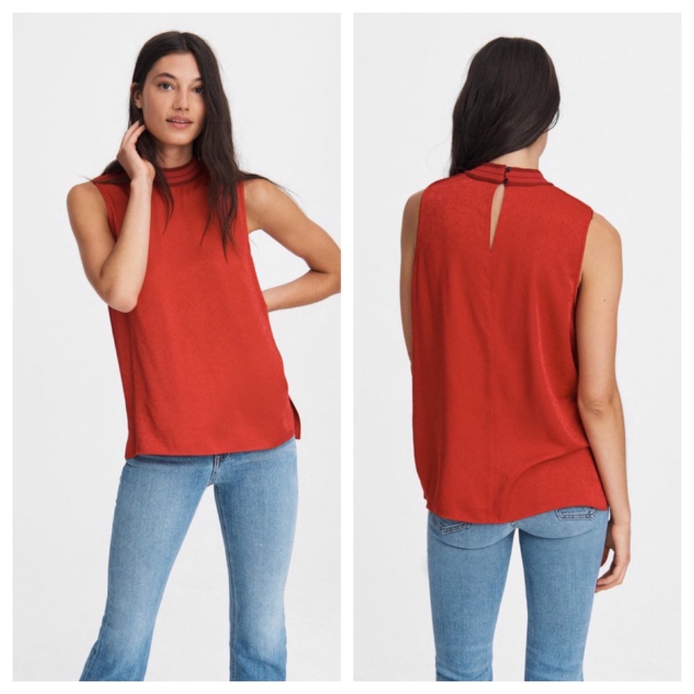 Rag & Bone Letti Sleeveless Top Tank Blouse Radish Red Nwt New